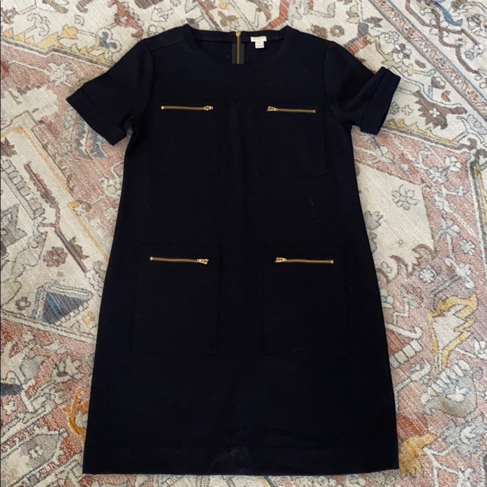 JCrew Professional Dress with Gold Zipper Detail